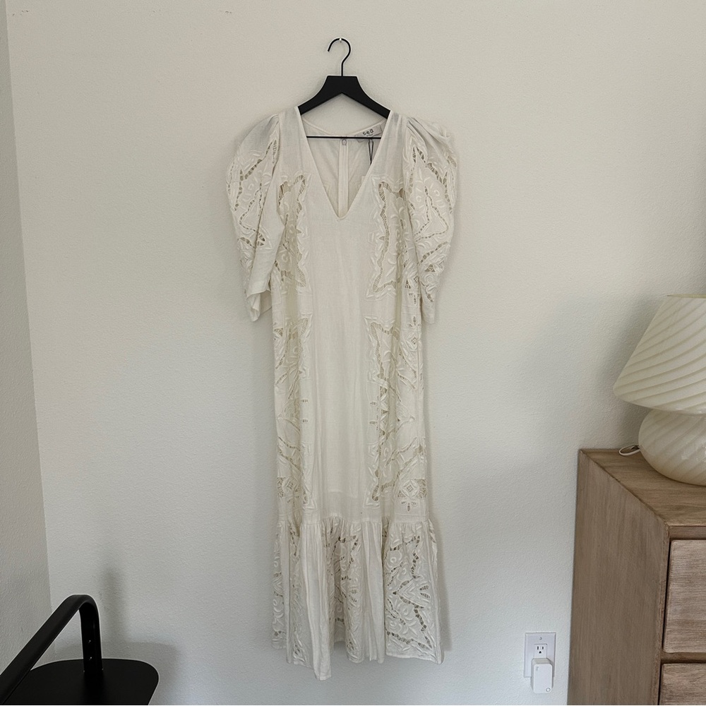 Sea NY Anita Eyelet V-neck Dress in Cream